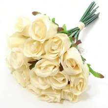 Cream Roses Artificial Flowers, 36 Pcs 12" Faux Roses With Stems, 2 Bunches Realistic Artificial Flowers For Wedding, Home Décor, Centerpieces Tables Decorations - 22 - Xem 1