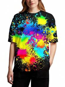 Hgvoetty Unisex 3D Print-Shirts Short Sleeve Graphic Tees Men And Womenmen's All Over Print-Shirt - 色彩繽紛的畫作 - 查看 11