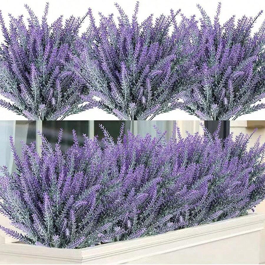Bộ 120 cây giả màu xanh lá cây, cao 14,17 inch, bó hoa oải hương, thích hợp cho vườn ngoài trời, tiệc sinh nhật, trang trí tiệc, giỏ quà cưới, bó hoa cô dâu, phòng ăn gia đình, phòng khách và các dịp khác. - Màu tím - Xem 1