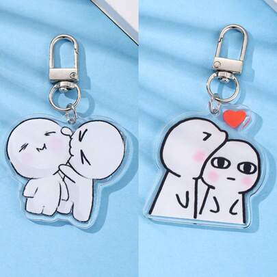 可爱情侣表情包亚克力钥匙扣配饰包包挂饰可爱背包吊坠钥匙圈礼物送给朋友