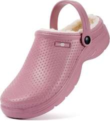 ¡RecomendadoZuecos forrados para hombre y mujer, impermeables para invierno, zapatos de jardín, antideslizantes, para casa o casa, para interiores y exteriores, con forro polar suave¡Top de Temporada - Rojo - Ver 9