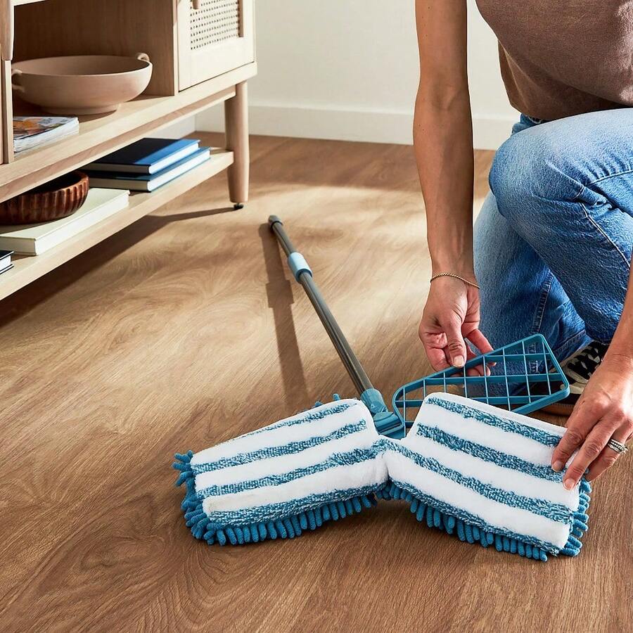 Repuesto de mopa de microfibra, almohadilla reutilizable y lavable para pisos de madera/baldosas/vinilo, súper absorbente 2 en 1 seco/húmedo, artículo esencial para la limpieza de pisos del hogar - Soltero - Ver 1