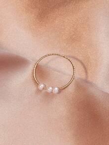 1 pieza Anillo minimalista elegante de perla, diseño único de moda personalizado, accesorio elegante - Anillo único - Ver 3