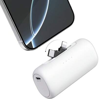 Portable Charger With 2-In-1 Interface, 5000mAh Mini Power Bank, Suitable For Various Electronic Devices, Black, Ideal For Summer Outdoor Travel/Camping And Emergency Backup, A Power Gift For Family, Friends, And Outdoor Birthdays...