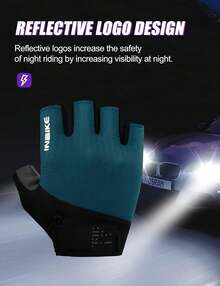 Guantes de Ciclismo para Hombre y Mujer, Guantes de Ciclismo de Carretera Acolchados con Gel viscoelástico Amortiguador, Guantes de Ciclismo Transpirables con Pantalla táctil Reflectante - Azul - Ver 9