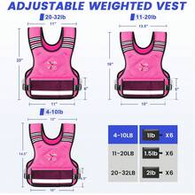 Chaleco con peso ajustable para mujeres y hombres, 4-10 libras/12-20 libras/20-32 libras con 6 pesos de arena de hierro, chaleco de peso corporal con tira reflectante para correr, caminar - Rosa - Ver 12