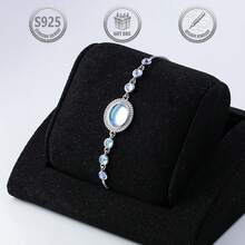 1条优雅波西米亚风925银镶嵌月光石女士手链，适合日常、派对、节日、约会、送礼。 - 銀色 - 查看 2