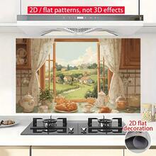 1pc 2D Flat Kitchen Wall Sticker | Indoor Window View, Warm And Comfortable, Full Of Life | Removable Decoration, Waterproof, Suitable For Outdoor/Garden Home Dining Room Decoration, Kitchen Decoration, Stylish Wall Art, Modern Design Sticker, Home Decor, Window Decoration - Style 1 - View 13