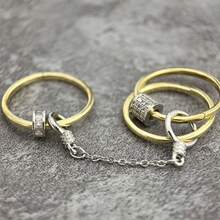 Anillo abierto de color plateado con doble aro, con un toque elegante y único, adecuado para chicas, un regalo versátil para el cumpleaños de la novia, accesorio hecho a mano - Dorado - Ver 11
