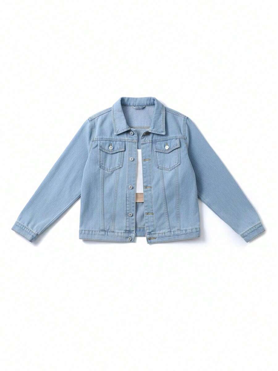 Women's Cropped Fitted Denim Jacket – Classic Button Front Short Jean Jacket, Casual Slim Fit Layering Top - Light Wash - View 1