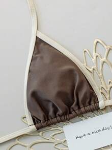 Women's Leopard Print Patchwork Tankini Swimwear Top And Bottom Casual Set, Summer Vacation Beach - Brown - View 5