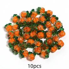 10颗手工制作的橙色水果玻璃珠，11x10毫米 - 非常适合DIY手链、项链和耳环，玻璃珠，直接穿孔，饰品 - 柿子 - 查看 17