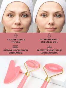 3pcs Face Gua Sha Massage Tool Set With Roller, Face And Neck Massager - Mother's Day Gift - Facial Care Gift For Mom, Beauty, Skincare, Spa, Self-Care, Skincare Tools, Facial Care, Beauty Supplies, Massage, Face Massage Tools, Face Roller - Multicolor - View 10