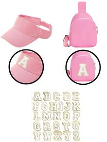 2pcs Set: Children's Adjustable Letter Decor Baseball Cap + Lightweight Mini Crossbody Bag, Fashion Sunshade Outdoor Sports Storage Set, Spring/Summer - Multicolor - View 34