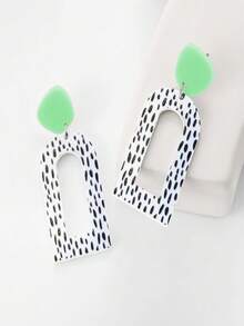 1 pereche de cercei asiatici/coreeni cu paiete delicate, asimetrici, texturați, colorați, geometrici, retro și chic (culoarea, modelul și distribuția paietelor sunt aleatorii, în funcție de articolul real) - Multicolor - Vizualizare 8