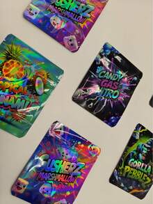 50/100/200pcs 3.5g Mylar Bags |     Exotic, Gift, Storage, Ziplock, Party Packs, Zipper, Resealable Bags |     Suitable For Christmas, Halloween, Event Party |     Style 75, Made Of Polypropylene. - 100個 - 查看 2