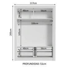 Ropero Madesa Dalas Plus 2 Puertas Corredizas 4 Cajones Color Blanco y Negro - Blanco y Negro - Ver 4