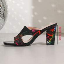 1 Pair Comfortable Elegant Open Toe Women High Heel Sandals / Fashionable Versatile Square Toe High Heels - Black - View 5