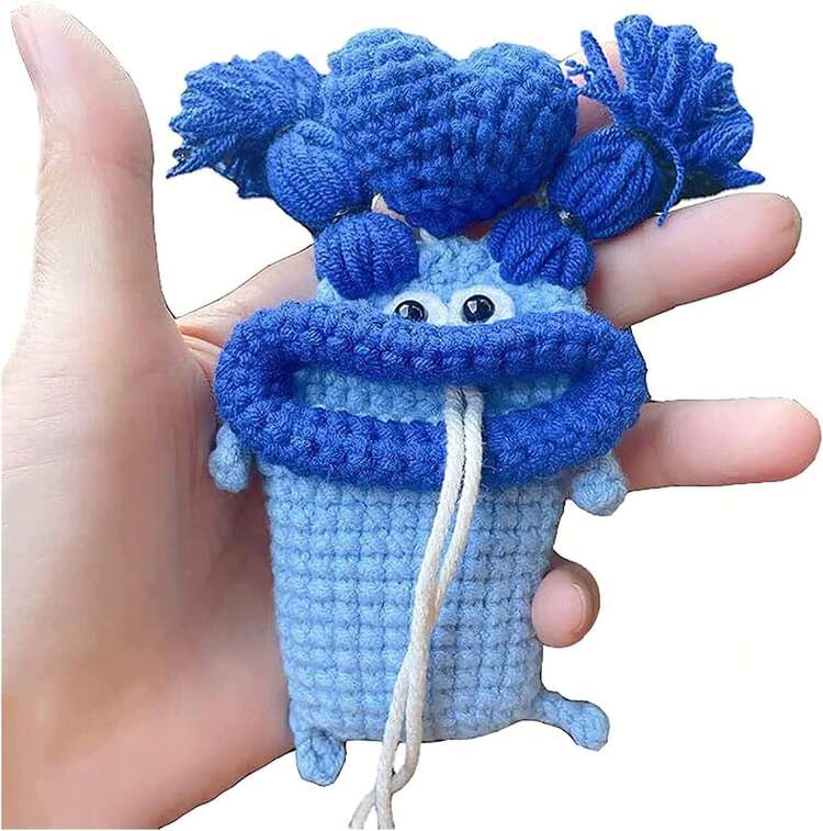 Handmade Crochet Key Case/Holder, Novelty Crochet Sausage Mouth Car Key Case, Cute Hand Knit Yarn Crochet Key Cover - M - Xem 9