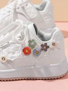 Children's Shoes, New Spring/Autumn Girls' Skateboard Shoes, Girls' Casual Shoes, Simple Versatile Student Shoes, Leather Surface Children's Casual Shoes - White - View 6