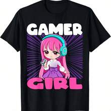Gamer Girl Anime And Gaming Chibi Graphic Video Games T-Shirt - màu đen - Xem 1