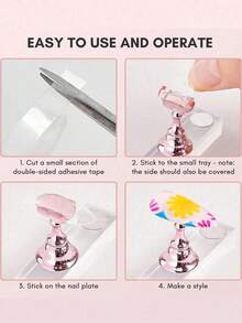 3 Sets - 2K Acrylic Nail Art Display Stand, Nail Art Practice Stand, Magnetic Nail Art Practice Stand, DIY Nail Art Stand, Suitable For False Nails And Nail Art Tools Salon Use - Multicolor - View 5