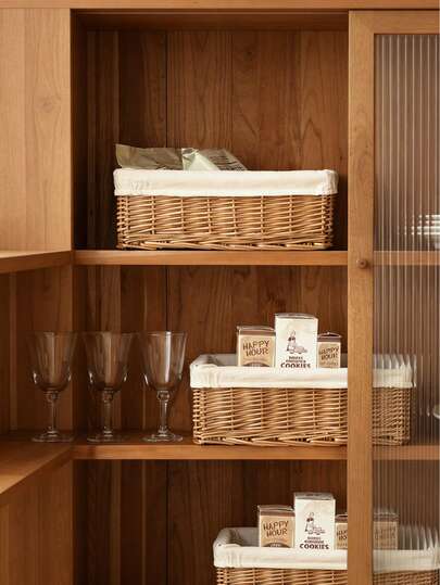 Natural Woven Storage Basket With Removable Lining, Multi-Purpose Organizer Basket For Living Room, Bedroom, Closet And Kitchen, Fashionable Boho Farmhouse Home Decor, Wicker Basket For Storing Clothes, Toys, Snacks And Toiletries, Suitable For Shelves And Countertops