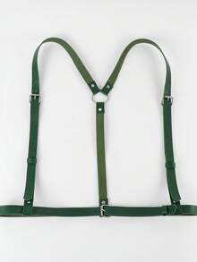 1 PC 2026 Spring New Arrival Army Green PU Leather Suspender Waist Belt, One-Piece Harness Cincher, Shirt Dress Waist Shaper For Women - Dark Green - View 5