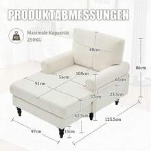 Chaise Lounges - Beige + Chenille + 1 Seat - View 3