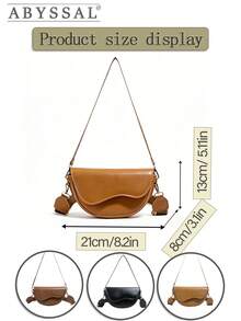 Classic Women's Retro Style Crossbody Bag, Fashionable And Versatile Solid Color Portable Adjustable Shoulder Strap Saddle Bag, Premium PU Leather Saddle Bag - Minimalist Semi-Circle Crossbody Bag,Vintage Saddle Bag - 3-Way Crossbody/Shoulder/Underarm Bag For Women,Y2K Retro Saddle Bag,Minimalist Small PU Leather Bag,Casual And Simple Wide Strap Shoulder Bag Suitable For Commuting To Work, Going Out Shopping And Dating. , Old Money, Travel, And Outings,For All Occasions, Dating,Gift For Girlfriend, Valentine's Day Gift,[US Local Warehouse] - 彩色 - 查看 5