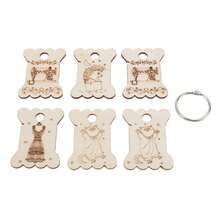 6 Pack Wooden Thread Bobbins With Exquisite Designs - Embroidery Thread Organizer For Craft Enthusiasts. - A - View 1