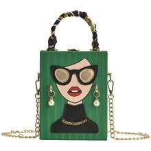 Novelty Unique 3D Lady Face PU Leather Top Handle Satchel Handbags For Women Funky Tote Purse Hobo Crossbody Shoulder Bags - màu xanh lá - Xem 6