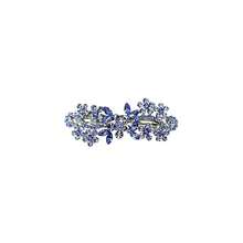 Gorgeous Blue Crystal Flower Hair Barrette Clip - Blue - View 1