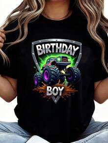 Birthday Boy Monster Truck Are My Jam Bday Party Kids Boys T-Shirt - 黑色4 - 查看 2