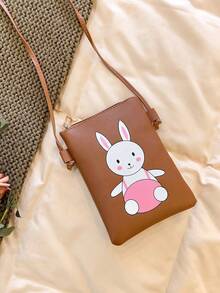 1pc Girl's Cartoon Rabbit Print Casual Crossbody Bag, Girl's Small Wallet, Daily Travel Crossbody Bag, Wallet, Suitable For Daily Use, Travel, Party, Ideal Gift - Multicolor - View 7