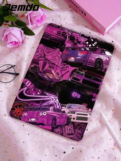1pc Fashion Sports Car Pattern Tablet Protective Case, Compatible With 10.2" IPad (A16), 11" IPad 11th Gen 2025, IPad 8th/9th/10th Gen, IPad Air 4th 10.9", Galaxy Tab S6 Lite 10.4", /, Anti-Drop, Pencil Slot, Sleep/Wake Support, Romantic Gift