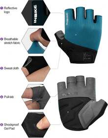 Guantes de Ciclismo para Hombre y Mujer, Guantes de Ciclismo de Carretera Acolchados con Gel viscoelástico Amortiguador, Guantes de Ciclismo Transpirables con Pantalla táctil Reflectante - Azul - Ver 12
