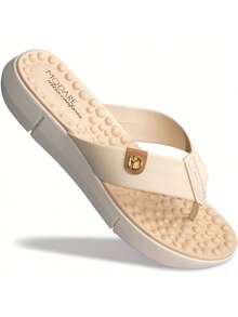 Modare Women's Orthopedic Slippers With Soft Massage Spurs - 奶油 - 查看 8