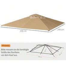 Ersättningstak för en paviljong på 2,98 x 2,95 m, tillverkad av beige polyester med solskydd, väder- och UV-beständig. - A - Visa 3