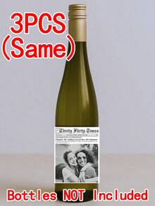 1/3/5张个性化报纸瓶贴礼品，适用于葡萄酒、香槟、迷你烈酒，适合生日、毕业、单身派对、拍照、30岁、21岁、退休等场合。个性化葡萄酒瓶贴，可定制文字和照片，优雅的黑白设计，独特的婚礼和伴娘邀请葡萄酒标签，订婚和周年纪念礼物，生日派对和节日庆典酒瓶装饰。 - 彩色 - 查看 14