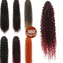 24英寸卷曲爪夹马尾假发，丝质爪夹马尾假发，自然柔软，女士假发 - 黑色 - 查看 4