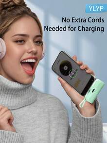 YLYP Mini Pocket Charger, 5000mAh Ultra-Compact Power Bank, Travel Essential, Plug-In Battery Pack, Wireless Phone Charger For IPhone 14/14Pro/13/12/11/X/8/7/6 Plus And Android Galaxy Phones - Recolor - View 7