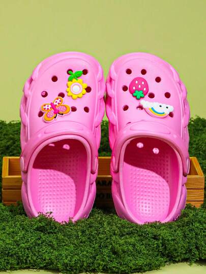 Fashionable Beach Clogs - Decorated With Rainbow, Flowers, Butterfly Accessories, Soft Soles, Lightweight And Breathable, Slip-On Style, Suitable For Pool, Vacation, Casual Wear (Low-Top, Easy To Wear On And Off) - An Ideal Gift For Children