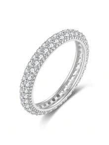 1pc Double Row Full Rhinestone Ring, Eternal Promise Exquisite Jewelry Gift, Suitable For Women, Perfect For Parties And Dates - Ring - View 33