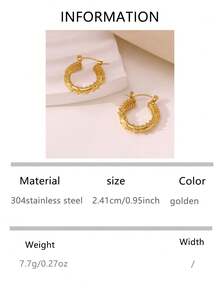 VJS 复古高端18K镀金钛钢耳环，百搭女士耳环饰品 - 金黃色 - 查看 14