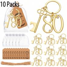 10pcs Gold-Color Bottle Openers, Suitable As 15th, 25th, 50th, 60th, 70th, 80th Birthday Gifts, Anniversary Gifts, Wedding Favors And Gifts, Valentine's Day Gifts, Kitchen And Bar Supplies, Party Favors - Gold - View 12