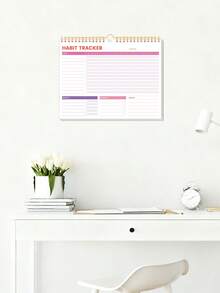 1pc Minimalist Habit Tracker Desk Planner, 12 Pages Self-Care Planner Calendar With Monthly & Weekly Habit Logs, Spiral Habit Journal For Women Home Office Supplies - Habit Tracker - View 6