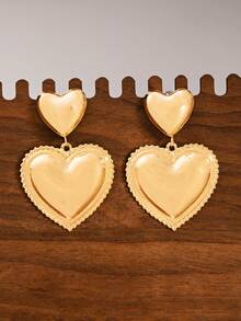 1 par de pendientes elegantes con corazón de encaje y borlas, de moda para adolescentes - Amar - Ver 2