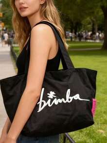 Túi xách cỡ lớn, nhẹ, thêu họa tiết, túi đeo vai thanh lịch. - màu đen - Xem 3