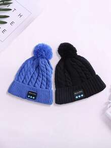 保暖无线针织帽，可拆卸，超长续航，低延迟，高清通话，立体声音乐帽 - 彩色 - 查看 7